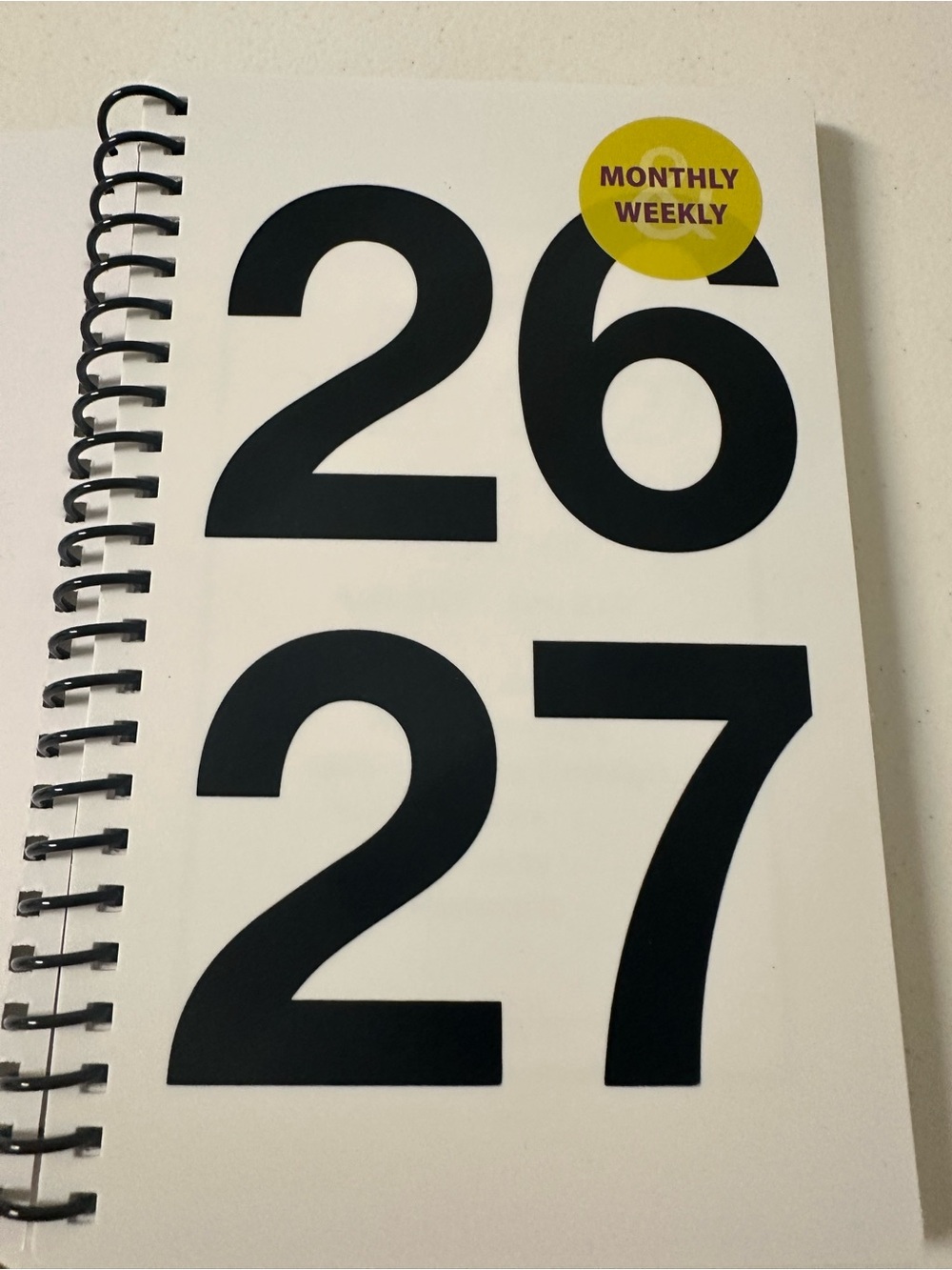 Spiral-Bound Monthly & Weekly Planner - White with Black Numerals
